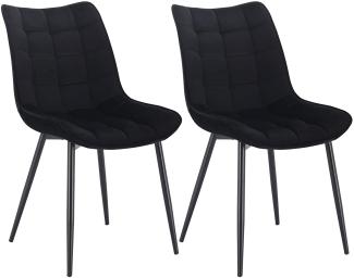 2er-Set Küchenstuhl mit Rückenlehne aus Samt Metallbeine Elif schwarz