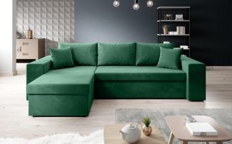 Designer Sofa Denver mit Schlaf- und Klappfunktion Grün Samt Links