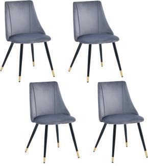MEUBLE COSY Esszimmerstühle 4er Set Küchenstühle Ergonomisch Wohnzimmerstuhl Sessel mit Rückenlehne Sitzfläche aus Samt Metallbeine, Grau + Goldfarben, 52. 5x49. 5x83cm