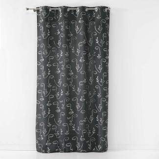 Douceur d'Intérieur, Arty Line Ösenvorhang, 140 x 260 cm, Polyester, Bedruckt, Metall, anthrazit/silberfarben