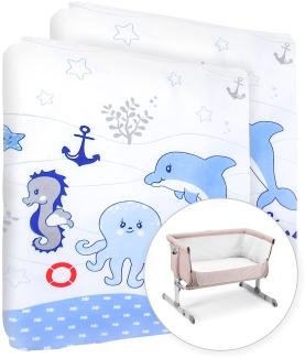 Baby Comfort Spannbetttuch für Kinderbett, 100 % Baumwolle, für 83 x 50 cm, Ozeanblau