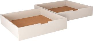 Bubema Schubkasten 2er Schubladenset mit Rollen, natur oder weiß lackiert : Weiß lackiert