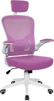 Bürostuhl Ergonomisch Drehstuhl Schreibtischstuhl Mesh Netzstoff office Stuhl Weiß / Rosa mit Kopfstütze