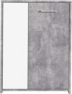 FORTE Paco Kommode mit 2 Türen, Holzwerkstoff, Betonoptik Lichtgrau / Weiß, 17,5 x 79,2 x 59,8 cm