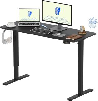 FLEXISPOT Basic Plus 140x60cm Elektrisch Höhenverstellbarer Schreibtisch - Memory-Handsteuerung - Sitz-Stehpult für Büro & Home-Office (schwarz, schwarz Gestell)