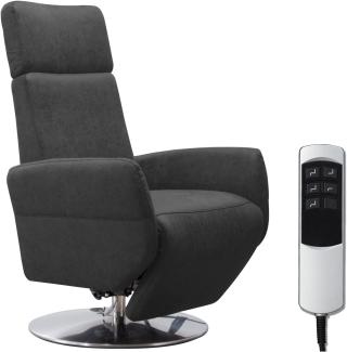 Cavadore TV-Sessel Cobra mit 2 E-Motoren / Elektrischer Fernsehsessel mit Fernbedienung / Relaxfunktion, Liegefunktion / Ergonomie M / Belastbar bis 130 kg / 71 x 110 x 82 / Lederoptik Anthrazit