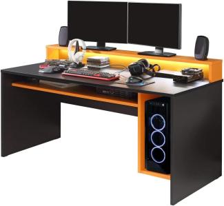 Computertisch, Gamingtisch 2 TEZAUR PC-Tisch schwarz orange inkl. LED