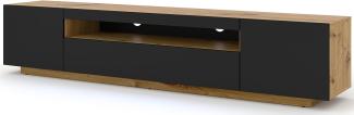 Domando Lowboard Empoli M2 Modern Breite 200cm, stehend oder hängend in Artisan Eiche und Schwarz Matt