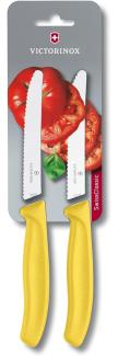 Victorinox, Swiss Classic, Profi Tomaten- und Tafelmesser, Extra Scharfe Klinge, Wellenschliff, 11 cm, Robuster Kunststoffgriff, Rostfreier Stahl, gelb