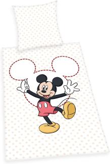 2tlg Disney Mickey Mouse Bettwäsche 135x200cm 100% Baumwolle Set Maus weiss