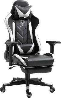 Trisens Gaming Stuhl 4D-Armlehnen Chair Racing Chefsessel Bürostuhl Sportsitz, Farbe:Schwarz/Weiß