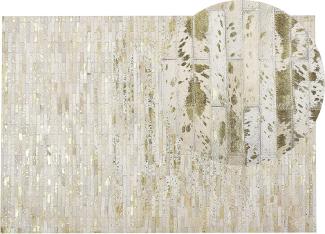 Teppich Kuhfell beige / gold 140 x 200 cm Patchwork Kurzflor TOKUL
