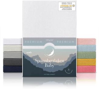Laleni Premium Spannbettlaken 60x120-70x140 cm - Oeko-Tex Zertifiziert, 100% Baumwolle, atmungsaktives Spannbetttuch Jersey Baby, 150 g/m², Weiß