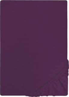 Biberna Jersey-Stretch Spannbettlaken Spannbetttuch 90x200 cm - 100x200 cm Dunkel Violett
