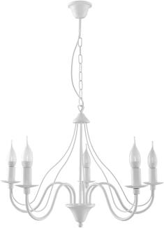 Kronleuchter, Stahl, weiß, pendelnd, 5-flammig, H 80 cm