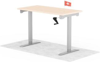 manuell höhenverstellbarer Schreibtisch EASY 120 x 60 cm - Gestell Grau, Platte Eiche