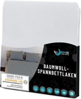 Dreamzie - Spannbettlaken 70x160cm - Baumwolle Oeko Tex Zertifiziert - Weiß - 100% Jersey Spannbetttuch 70x160