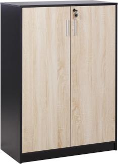 Sideboard heller Holzfarbton schwarz 117 cm 2 Türen ZEHNA