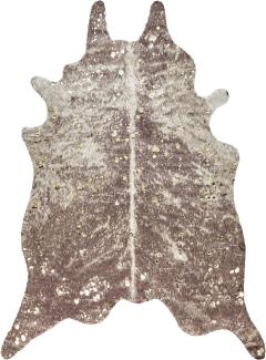 Kunstfell-Teppich Kuh beige grau mit goldenen Sprenkeln 150 x 200 cm BOGONG