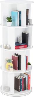 Relaxdays Bücherregal drehbar, Drehregal, Holzregal, CD/DVD Aufbewahrung, Wohnzimmer, Büro, H X D: 138 x 50 cm, weiß