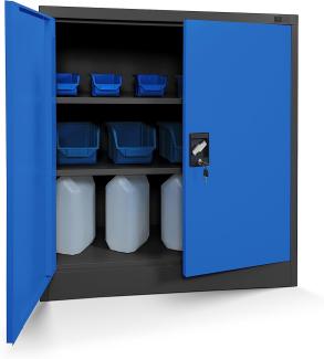 Kleiner Aktenschrank C001B Büroschrank mit Flügeltüren Metallschrank Lagerschrank Pulverbeschichtet Stahlblech Abschließbar 92,5 cm x 90 cm x 40 cm (H x B x T) (anthrazit/blau)
