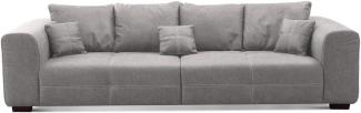 CAVADORE Big Sofa Mavericco inkl. Kissen / XXL-Couch mit tiefen Sitzflächen und modernem Design / 287 x 69 x 108 / Lederoptik grau