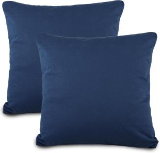 aqua-textil Classic Line Kissenbezug 2er-Set 80 x 80 cm dunkel blau Baumwolle Kissen Bezug Kissenhülle, Kopfkissenüberzug, Pillowcase, Bettkissen, Kopfkissenbezug, Reißverschluss Jersey