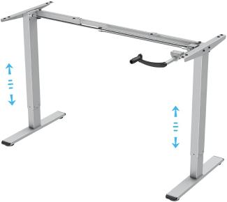 E.For.U® E3 höhenverstellbarer Schreibtisch Kurbelverstellbares Tischgestell (Manuell，Silber)