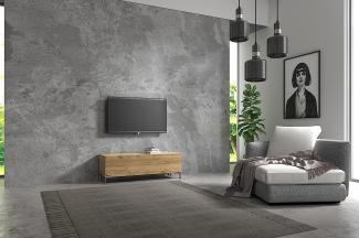 Wuun® TV-Board Lowboard Wohnwand TV-Bank Somero / 100cm /Eiche/Vita Chrom