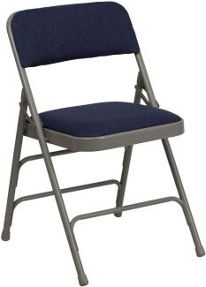 Flash Furniture Klappstuhl HERCULES aus Metall – Gepolsterter Stuhl für Gäste oder Veranstaltungen – Stabiler Küchenstuhl auch für draußen geeignet – 4er-Set – Blau/Grau