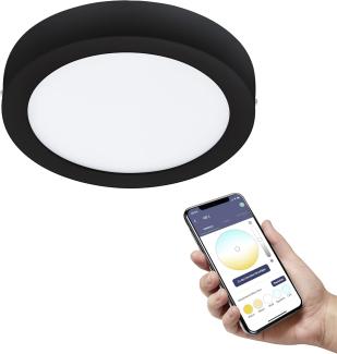 Eglo 900108 LED Badezimmer Deckenleuchte FUEVA-Z schwarz H:2. 8 Ø:21cm rund, dimmbar IP44 2700-6500K mit Connect-Z Funktion