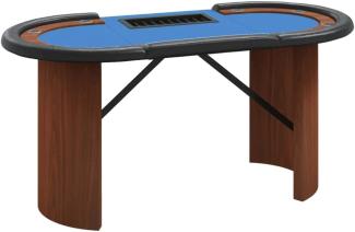 Pokertisch 10 Spieler mit Chipablage Blau 160x80x75 cm
