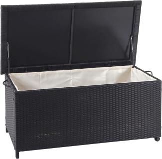 Poly-Rattan Kissenbox HWC-D88, Gartentruhe Auflagenbox Truhe ~ Premium schwarz, 51x115x59cm 250l