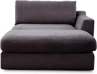 CAVADORE Sofa-Modul "Fiona" Longchair mit Armteil rechts / XXL-Recamiere passend zur Couchgarnitur Fiona / 139 x 90 x 199 /Webstoff grau