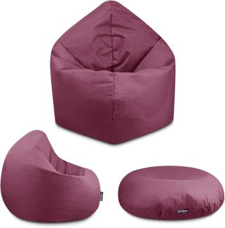 BuBiBag - 2in1 Sitzsack Bodenkissen - Outdoor Sitzsäcke Indoor Beanbag in 32 Farben und 3 Größen - Sitzkissen für Kinder und Erwachsene (100 cm Durchmesser, Weinrot)