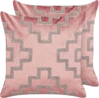 Dekokissen geometrisches Muster Samtstoff rosa 45 x 45 cm 2er Set SERGIPE