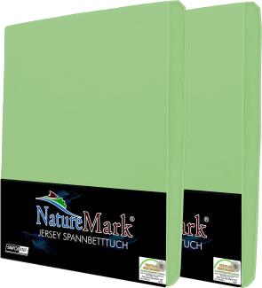 NatureMark 2er Pack Kinder Jersey Spannbettlaken, Spannbetttuch 100% Baumwolle in vielen Größen und Farben MARKENQUALITÄT ÖKOTEX Standard 100 | 70x140 cm - Jade