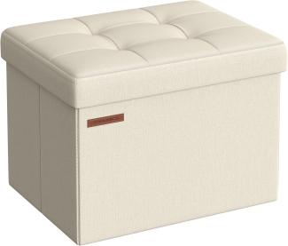 SONGMICS Sitzhocker mit Stauraum, kleine klappbare Sitzbank, 31 x 41 cm Fußbank, Aufbewahrungsbox, bis 130 kg belastbar, für Wohnzimmer Schlafzimmer Schlafsaal, cremeweiß LSF102W01