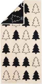 Cawö Handtücher Christmas Edition Tannenbäume natur schwarz | Handtuch 50x100 cm