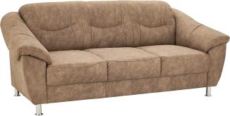 Cavadore 3-Sitzer Sofa Salisa / 3er Sofa mit Federkern im klassischen Design / 202 x 86 x 90 / Mikrofaser Beige