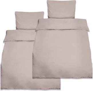 Beautissu Reforcé Bettwäsche Julie - 4teilig – Bettbezug Set – Kühlende Sommerbettwäsche aus Baumwolle Taupe, 220cm, 155cm