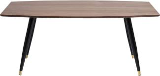 Kare Design Tisch Curve 180x90cm, Esstisch in Wallnuss Optik und Metallfüßen in Schwart, Tischplatte in Bootsform, moderner Stil (H/B/T) 76x180x90cm