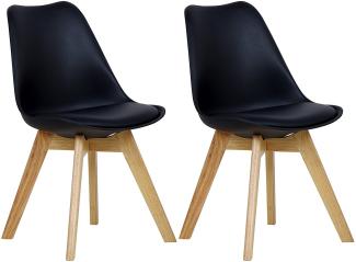 WOLTU BH29sz-2 2 x Esszimmerstühle 2er Set Esszimmerstuhl Design Stuhl Küchenstuhl Holz, Schwarz