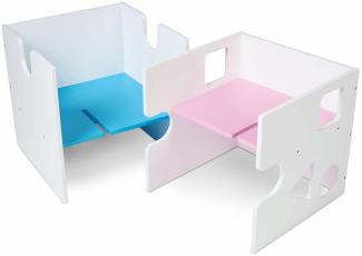 Babybay 'Babycube' Würfel seidenmatt weiß mit rosa/blau Sitzfläche