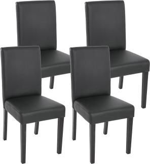 4er-Set Esszimmerstuhl Stuhl Küchenstuhl Littau ~ Kunstleder, schwarz matt, dunkle Beine