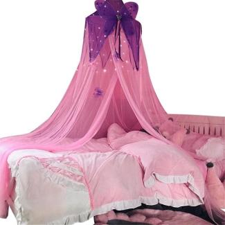 Betthimmel für Kinder Baby Baldachin Spielzimmer Feuerfestes Moskitonetz, Fantasie Schmetterlings Prinzessin Hängendes Zelt Insektenschutz für Schlafzimmer (Pink Lila)