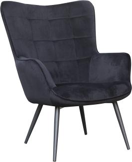 byLIVING Sessel Uta / Samtstoff schwarz / Gestell schwarz pulverbeschichtet / Relaxsessel /Armlehnen-Sessel / B 72, H 97, T 80 cm