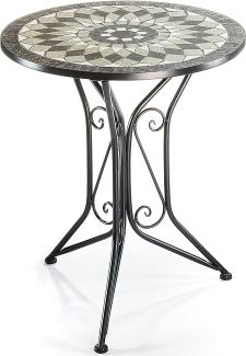 Gartentisch Metalltisch mit Mosaikplatte - H70 x D60 - grau