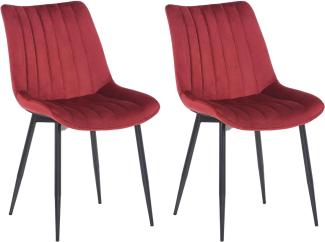 2er Set Stühle Rahden Samt (Farbe: rot)