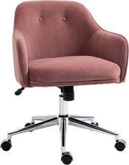 Vinsetto Bürostuhl mit Wippenfunktion Home-Office-Stuhl höhenverstellbarer Schreibtischstuhl ergonomisch 360°-Drehräder Samt-Touch-Polyester Nylon Rot 61 x 59 x 80,5-90,5 cm